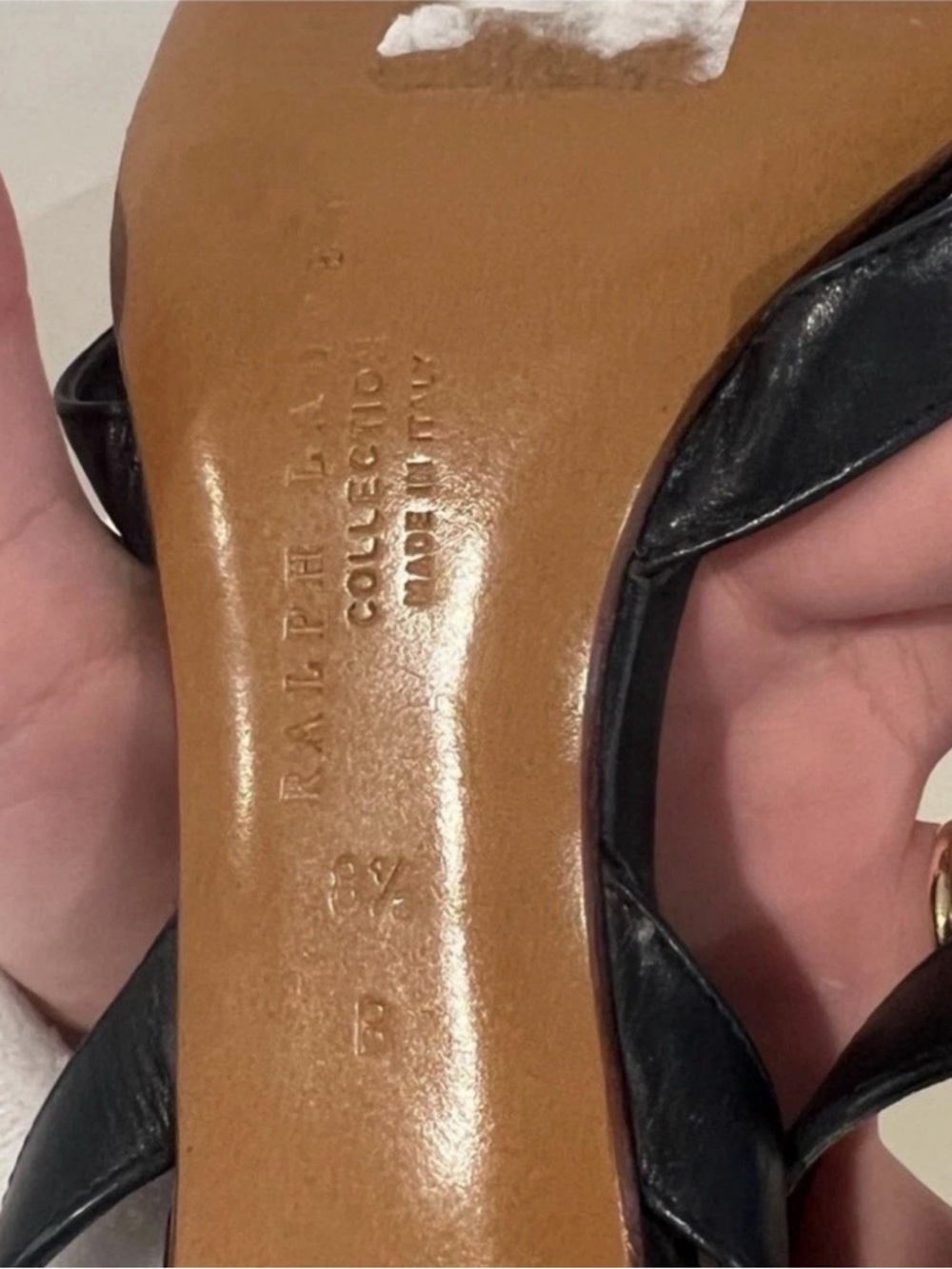 Ralph Lauren Purple Label Navy Strappy Leather Heels - size 8.5 - Picture 4 of 6
